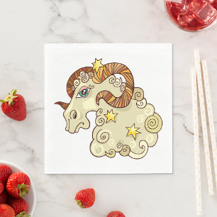 Aries Zodiac Ram Colourful Astrological Napkin