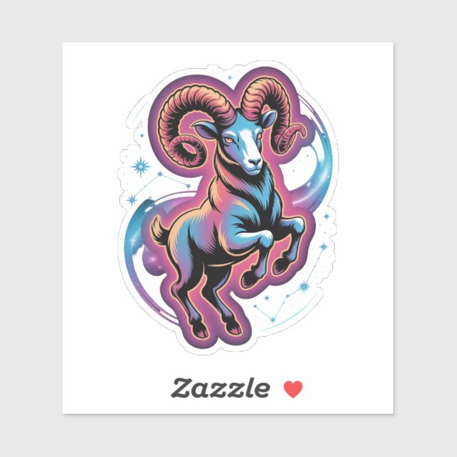 Aries Zodiac Ram Cosmic Illustration Sticker (Sheet)