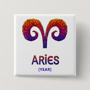 Aries Zodiac Sign 15 Cm Square Badge
