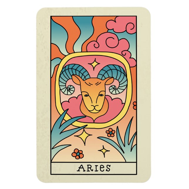 Aries Zodiac Sign Abstract Art Vintage  Magnet (Vertical)