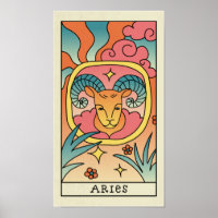 Aries Zodiac Sign Abstract Art Vintage Poster