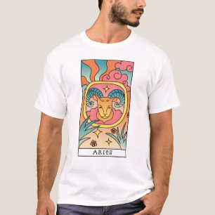 Aries Zodiac Sign Abstract Art Vintage T-Shirt