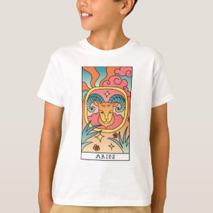 Aries Zodiac Sign Abstract Art Vintage T-Shirt