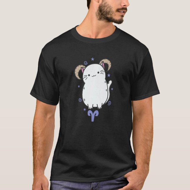 Aries Zodiac Sign as a Cat Horoscope T-Shirt (Front)