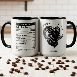 Aries Zodiac Sign Astrology Nutrition Facts Mug