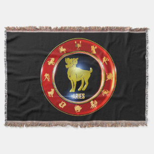 Aries Zodiac Sign Astrology Throw Blanket