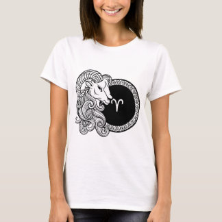 Aries Zodiac Sign Basic Black And White Art  T-Shirt