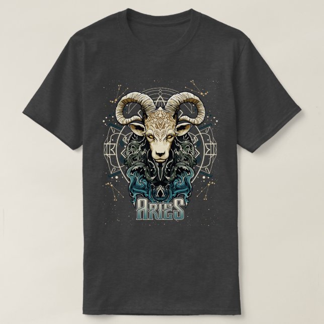 Aries Zodiac Sign Birthday Horoscope T-Shirt (Design Front)