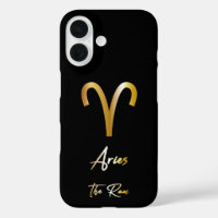 Aries Zodiac Sign, Black & Gold