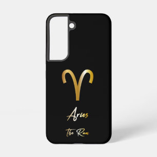 Aries Zodiac Sign, Black & Gold Samsung Galaxy Case