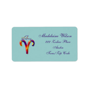 Aries Zodiac Sign-Colourful Label