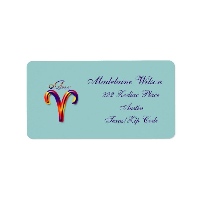Aries Zodiac Sign-Colourful Label (Front)