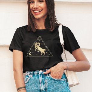 Aries Zodiac Sign Fire Element in Gold T-Shirt