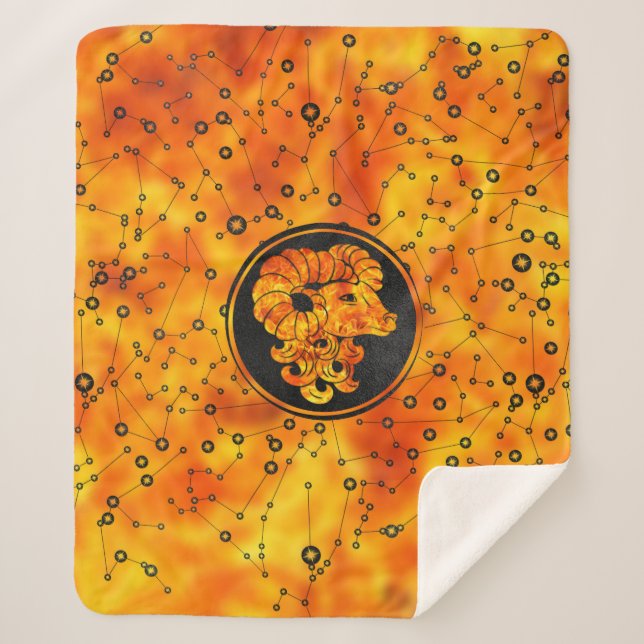 Aries Zodiac Sign Fire element Sherpa Blanket (Front)