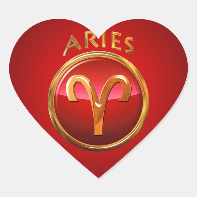 Aries Zodiac Sign Heart Sticker (Front)