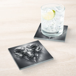 Aries zodiac sign masculine style glass coaster
