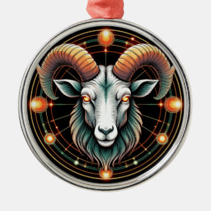 Aries Zodiac Sign Metal Ornament