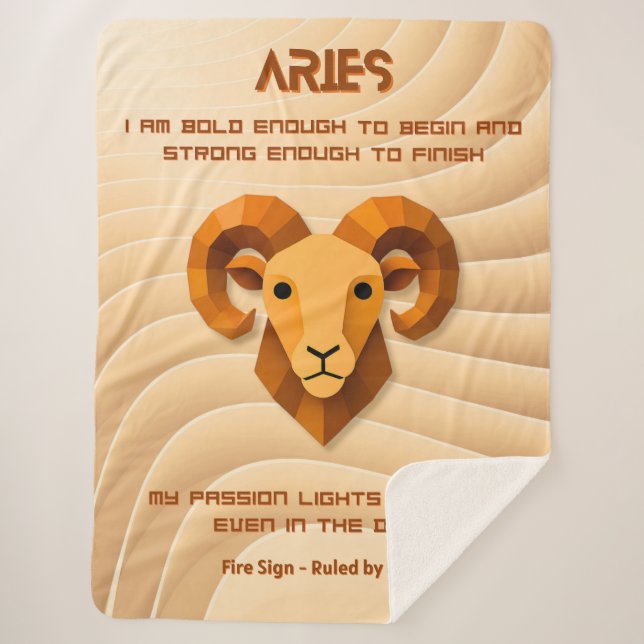 Aries Zodiac Sign Modern 3D Affirmation  Sherpa Blanket (Front)