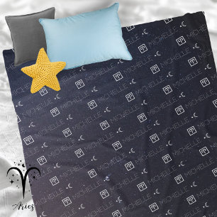 Aries Zodiac Sign Name Constellation Astrology Fleece Blanket