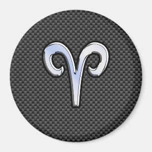 Aries Zodiac Sign on Carbon Fibre Style Magnet