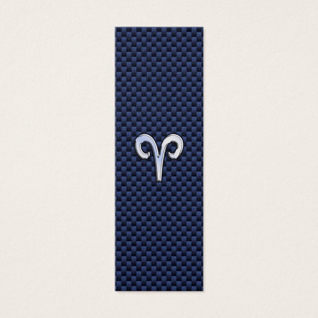 Aries Zodiac Sign on Navy Blue Carbon Fibre Print (Front)