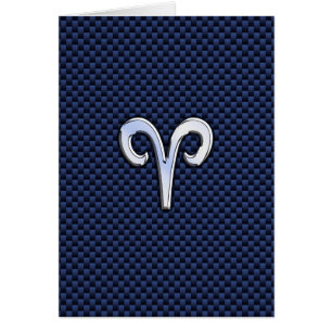 Aries Zodiac Sign on Navy Blue Carbon Fibre Print
