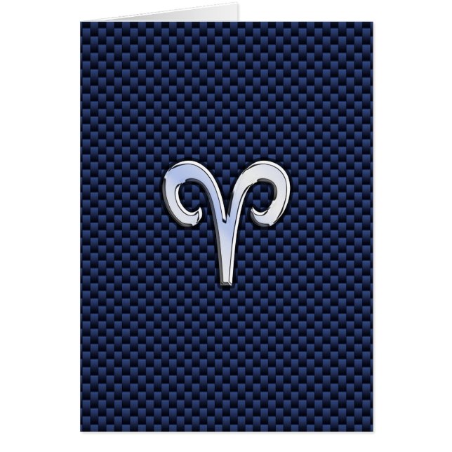 Aries Zodiac Sign on Navy Blue Carbon Fibre Print (Front)