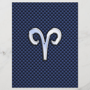 Aries Zodiac Sign on Navy Blue Carbon Fibre Print Flyer