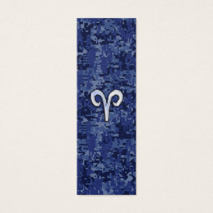 Aries Zodiac Sign on Navy Blue Digital Camo