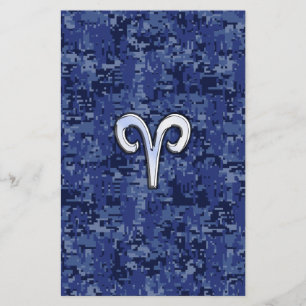 Aries Zodiac Sign on Navy Blue Digital Camo Flyer