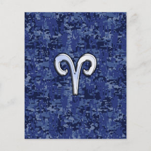 Aries Zodiac Sign on Navy Blue Digital Camo Flyer