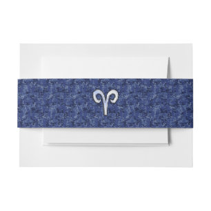 Aries Zodiac Sign on Navy Blue Digital Camo Invitation Belly Band