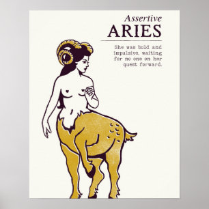 Aries Zodiac Sign Poster. Aries Ram Astrology Art