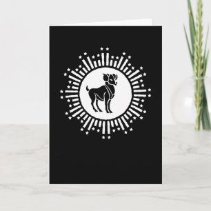 Aries Zodiac Sign Ram Cosmic Starburst Design Card