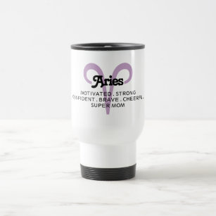 Aries Zodiac Sign Traits Super Mum Purple Travel Mug