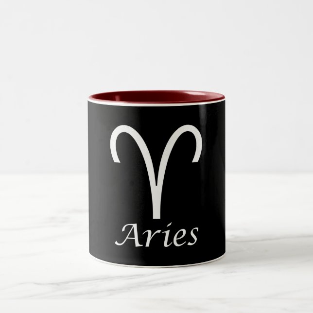 ‘Aries’ Zodiac Sign Two-Tone Coffee Mug (Center)