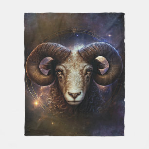 Aries Zodiac Sign Watercolor Design Fleece Blanket