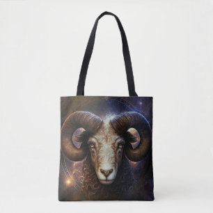 Aries Zodiac Sign Watercolor Design Tote Bag