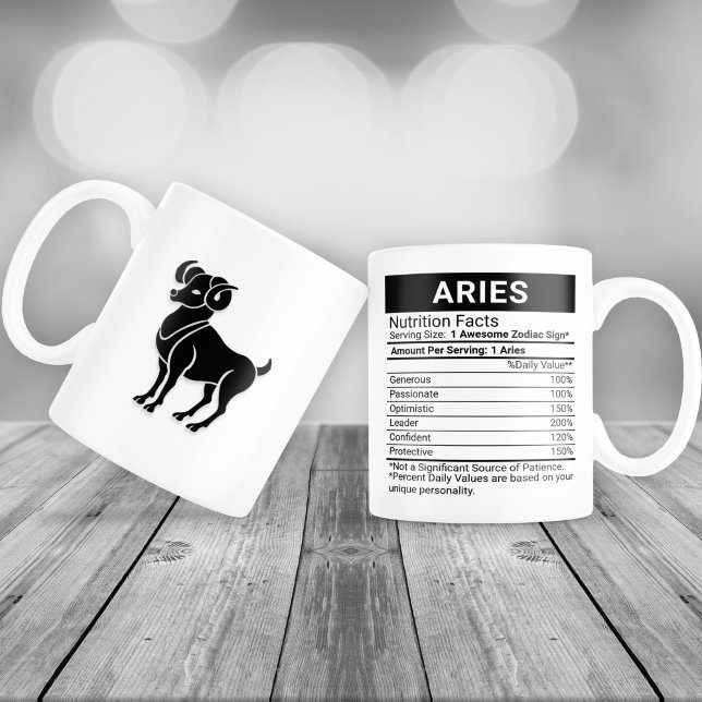 Aries Zodiac Sign with Nutrition Facts, Large Coffee Mug (Creator Uploaded)