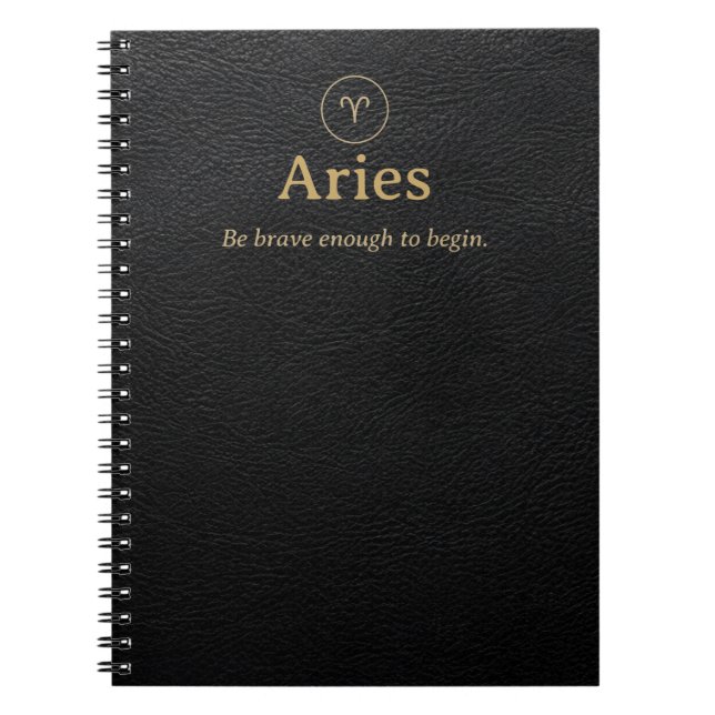 Aries Zodiac Spiral Notebook - Faux Leather Look (Front)