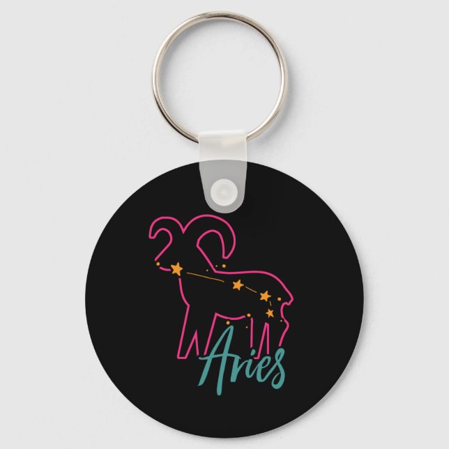 Aries Zodiac Star Sign Astrology Birthday Gift Key Ring (Front)