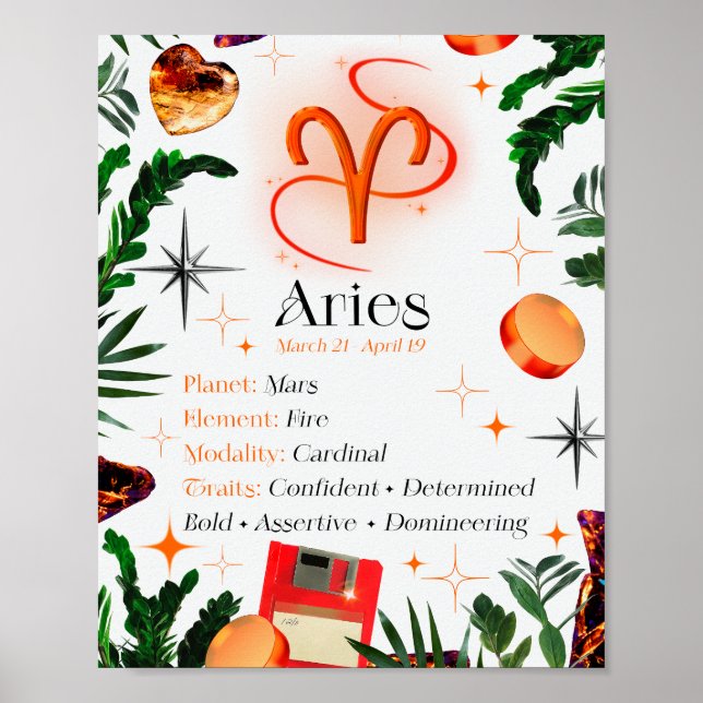 Aries Zodiac Star Sign Y2K White 4:5 Poster (Front)