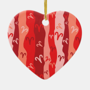 Aries Zodiac Stripes Ceramic Ornament