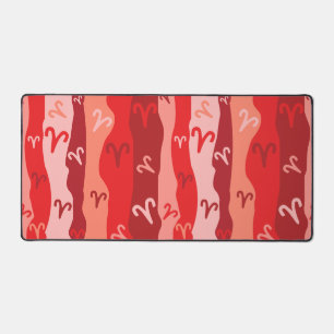 Aries Zodiac Stripes Desk Mat