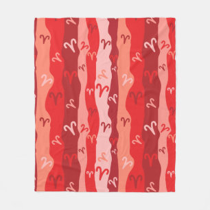 Aries Zodiac Stripes Fleece Blanket