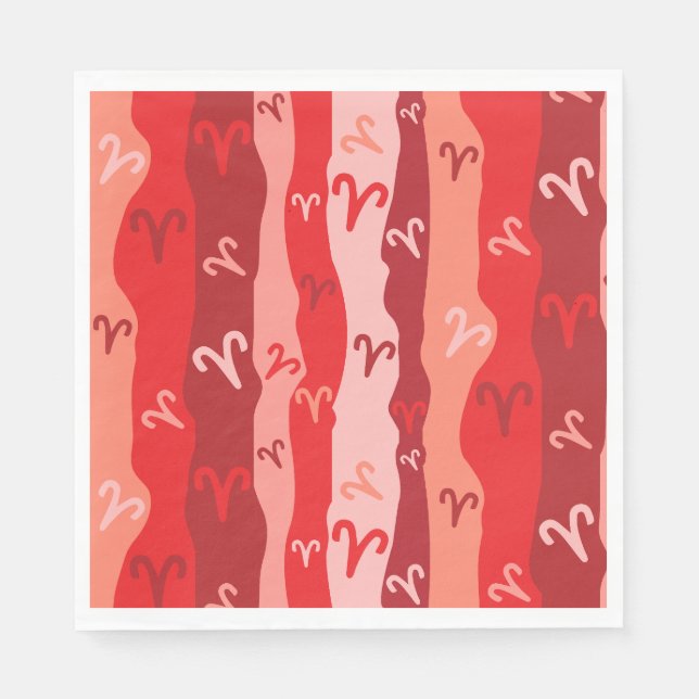 Aries Zodiac Stripes Napkin (Front)