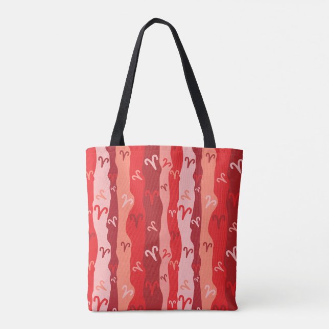 Aries Zodiac Stripes Tote Bag (Back)