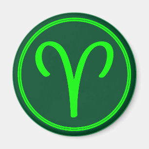 Aries Zodiac Symbol Green Mix Magnet