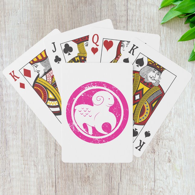 Aries Zodiac Symbol Grunge Pink Ram Astrology Playing Cards (Creator Uploaded)