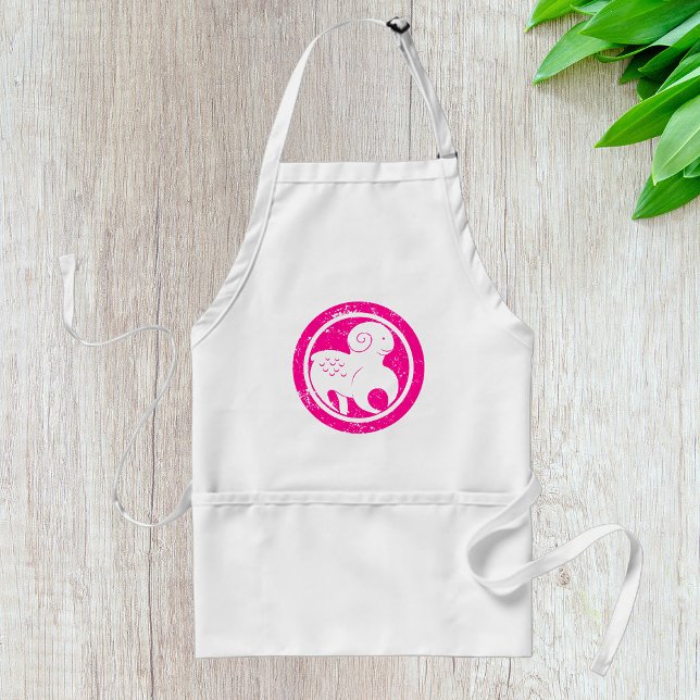 Aries Zodiac Symbol Grunge Pink Ram Astrology Standard Apron (Creator Uploaded)